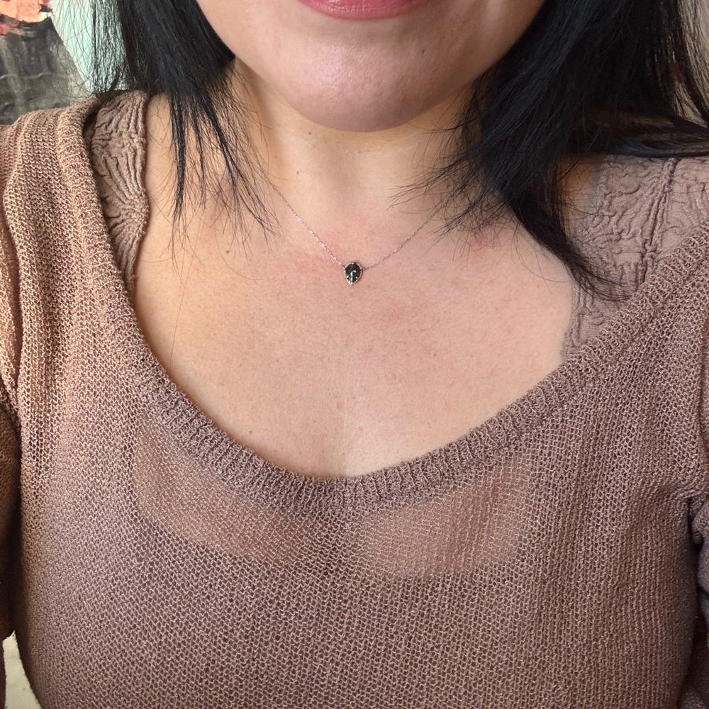 Catbird Blue Diamond, gold and silver Etruscan necklace by Claire Kinder Studio